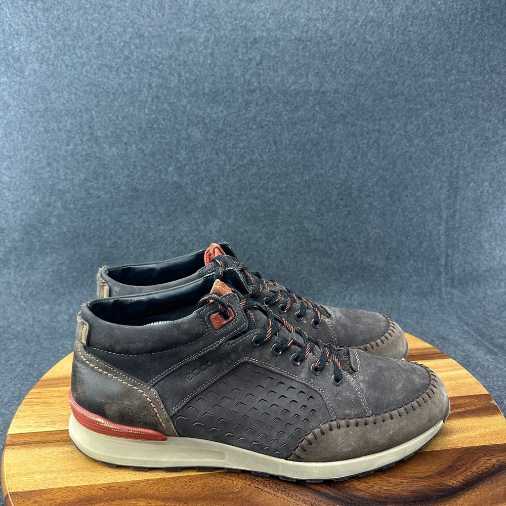 Ecco CS14 Low-Cut Mens Size EU 46 US 12-12.5 Brown Leather Casual Shoes Sneakers